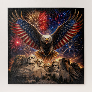 Patriotischer Weißkopfseeadler Mount Rushmore Feue Puzzle