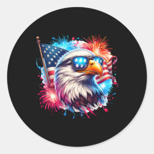 Patriotischer Weißkopfseeadler USA Amerikanische F Runder Aufkleber
