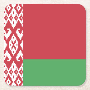 Patriotischer weißrussischer Flag Square Paper Unt Rechteckiger Pappuntersetzer