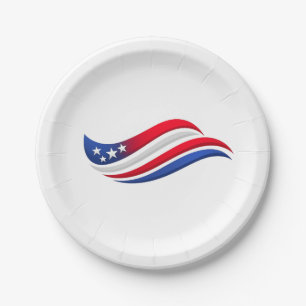 Patriotischer Wellenflaggenteller USA-Sterne-Fei Pappteller