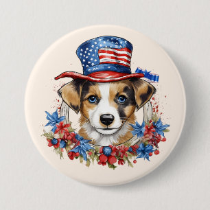 Patriotischer Welpe 4. Juli USA Unabhängigkeitstag Button