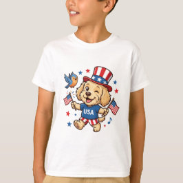 Patriotischer Welpe USA Unabhängigkeitstag T-Shirt