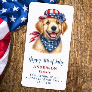 Patriotischer Welpenhund Red White Blue Rücksendea Adressaufkleber