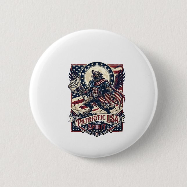 Patriotischer Werwolf Patriot Horror Monster Patri Button (Vorderseite)