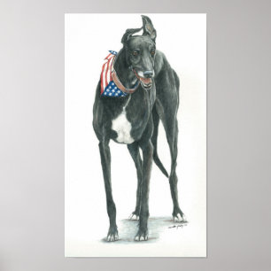 Patriotischer Windhund-HundArr Druck Poster