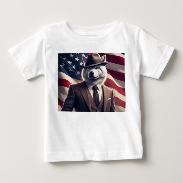 Patriotischer Wolf   Baby T-shirt (Vorderseite)