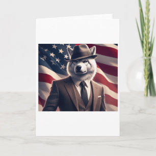 Patriotischer Wolf Feiertagskarte