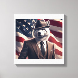Patriotischer Wolf   Leinwanddruck