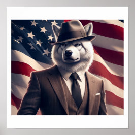 Patriotischer Wolf   Poster