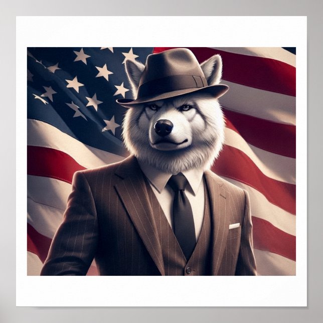 Patriotischer Wolf   Poster (Vorne)