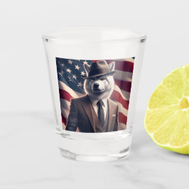 Patriotischer Wolf   Schnapsglas