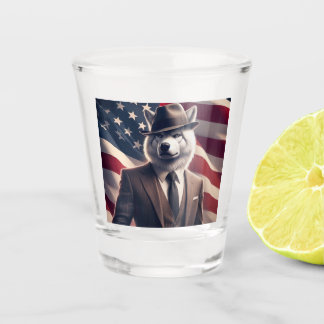 Patriotischer Wolf Schnapsglas