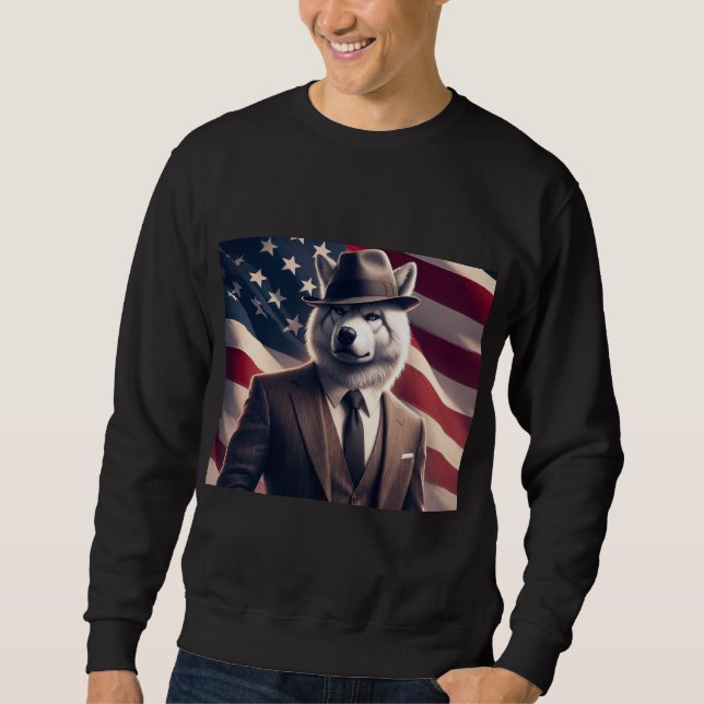 Patriotischer Wolf   Sweatshirt (Vorderseite)