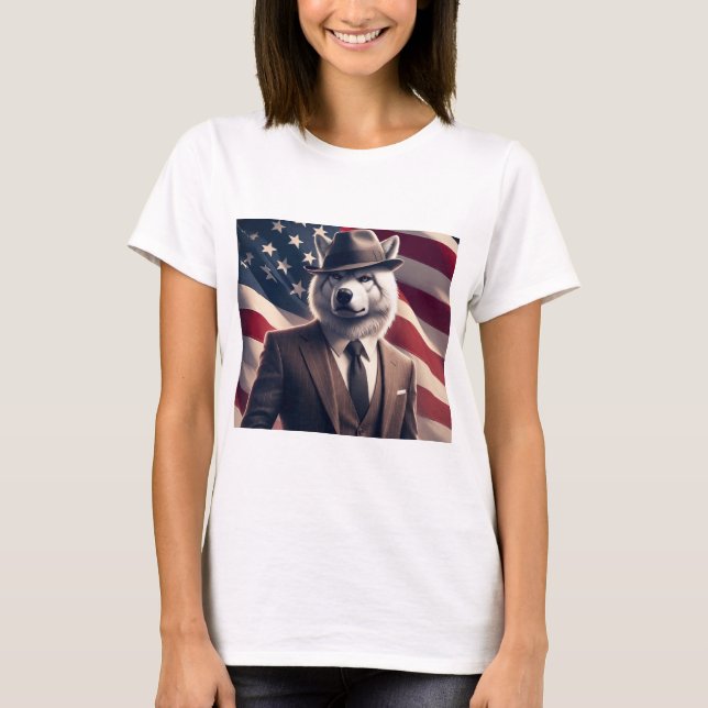 Patriotischer Wolf   T-Shirt (Vorderseite)