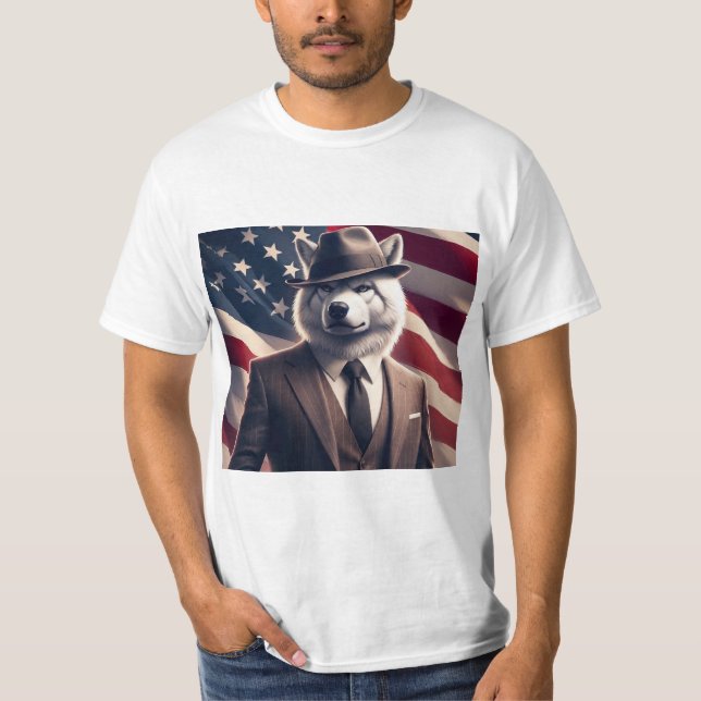 Patriotischer Wolf T-Shirt (Vorderseite)