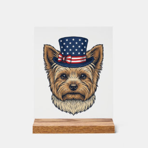 Patriotischer Yorkshire Terrier Vintage Acrylschild