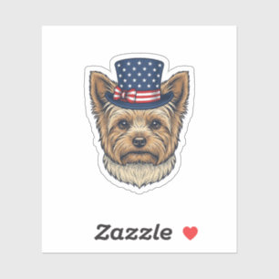 Patriotischer Yorkshire Terrier Vintage Aufkleber