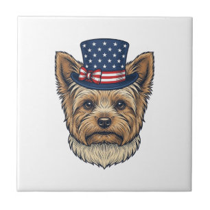Patriotischer Yorkshire Terrier Vintage Fliese