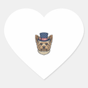 Patriotischer Yorkshire Terrier Vintage Herz-Aufkleber