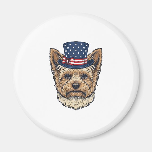 Patriotischer Yorkshire Terrier Vintage Magnet (Vorne)