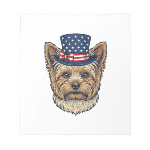 Patriotischer Yorkshire Terrier Vintage Notizblock