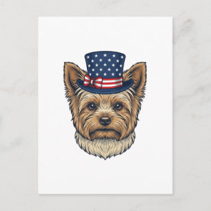 Patriotischer Yorkshire Terrier Vintage Postkarte