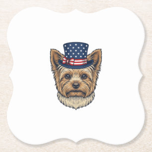 Patriotischer Yorkshire Terrier Vintage Untersetzer