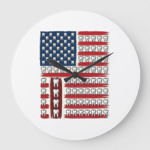 Patriotischer Zahnarzt Zahn Flagge Große Wanduhr