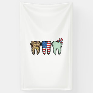 Patriotischer Zahnarzt Zahn Vintage Leopard Shirt Banner