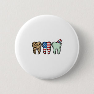 Patriotischer Zahnarzt Zahn Vintage Leopard Shirt Button