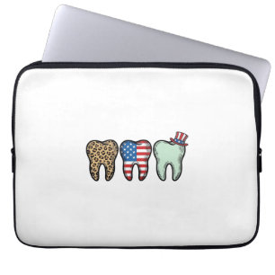 Patriotischer Zahnarzt Zahn Vintage Leopard Shirt Laptopschutzhülle