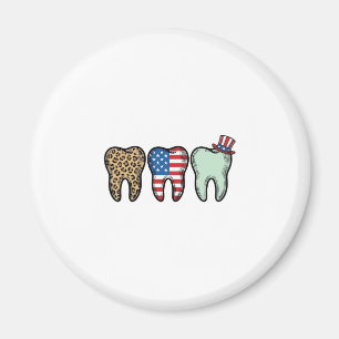Patriotischer Zahnarzt Zahn Vintage Leopard Shirt Magnet
