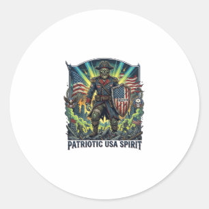 Patriotischer Zombie Patriot General Zombie Apokal Runder Aufkleber