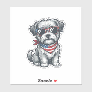 Patriotischer zotteliger Hund Vintage-Gravur Tank  Aufkleber