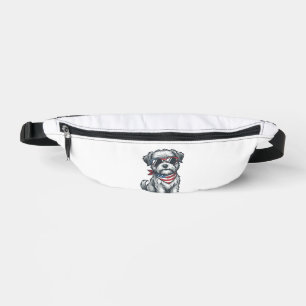 Patriotischer zotteliger Hund Vintage Gravur Tank  Bauchtasche