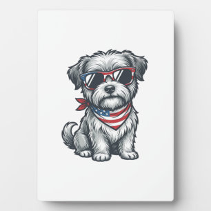 Patriotischer zotteliger Hund Vintage Gravur Tank Fotoplatte