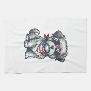 Patriotischer zotteliger Hund Vintage Gravur Tank  Geschirrtuch