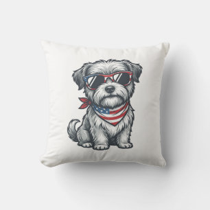 Patriotischer zotteliger Hund Vintage Gravur Tank Kissen