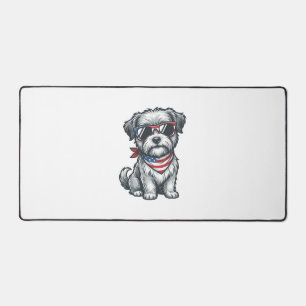 Patriotischer zotteliger Hund Vintage Gravur Tank Schreibtischunterlage