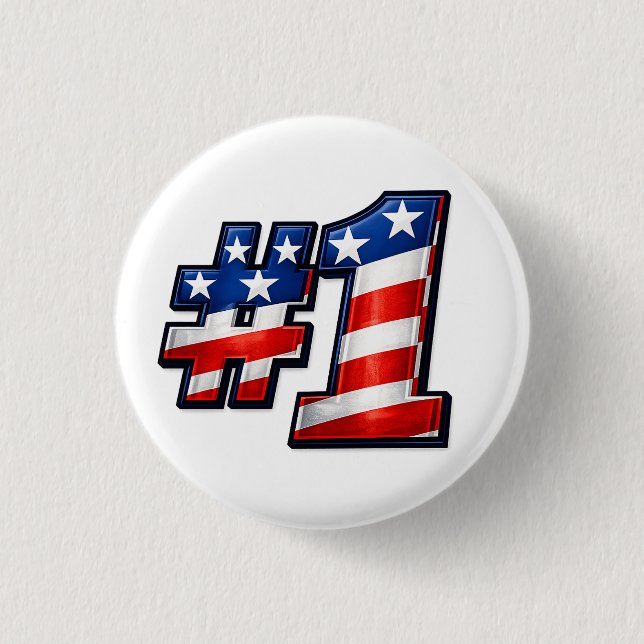 Patriotisches #1-Flaggen-Design Button (Vorderseite)