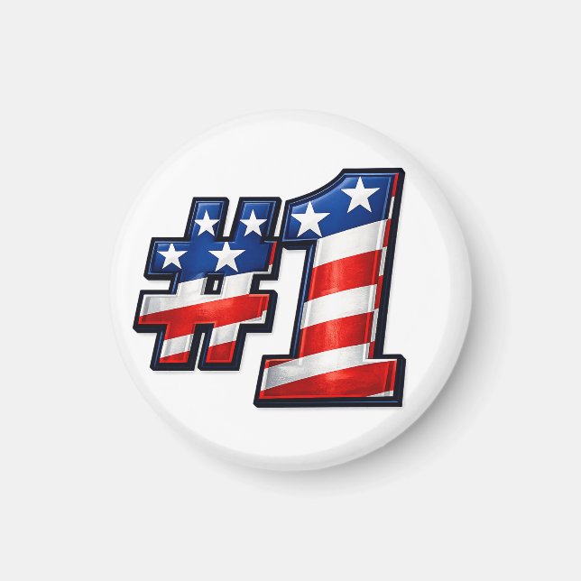 Patriotisches #1-Flaggen-Design Magnet (Vorne)