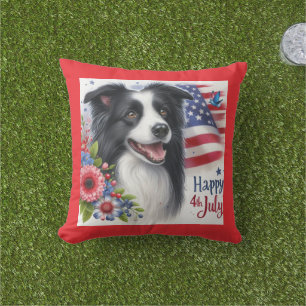 Patriotisches 4. Juli Border Collie Wurf Kissen