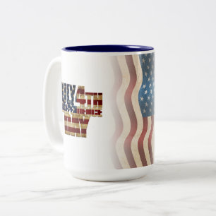 Patriotisches 4. Juli-Flaggen-Design Zweifarbige Tasse