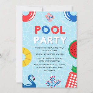 Patriotisches 4. Juli Summer Pool Party Einladung