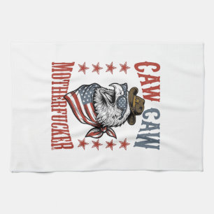 Patriotisches Adler-Krähen-Vintage-Fun-Shirt-Desig Geschirrtuch
