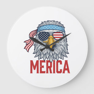 Patriotisches Adler Merica Vintage Gravur Shirt De Große Wanduhr