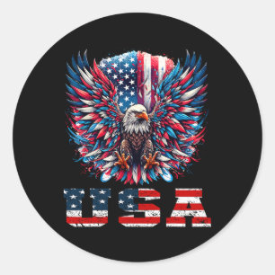 Patriotisches Adler-USA-Flagge-Design-Grafik Runder Aufkleber