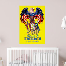Patriotisches Adler-USA-Plakat Gelbe Version