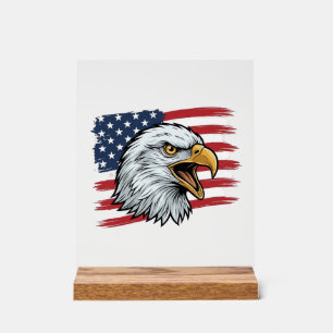 Patriotisches Adlerflagge Vintage-Vektordesign_1 Acrylschild