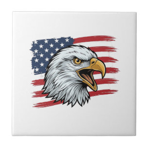 Patriotisches Adlerflagge Vintage-Vektordesign_1 Fliese